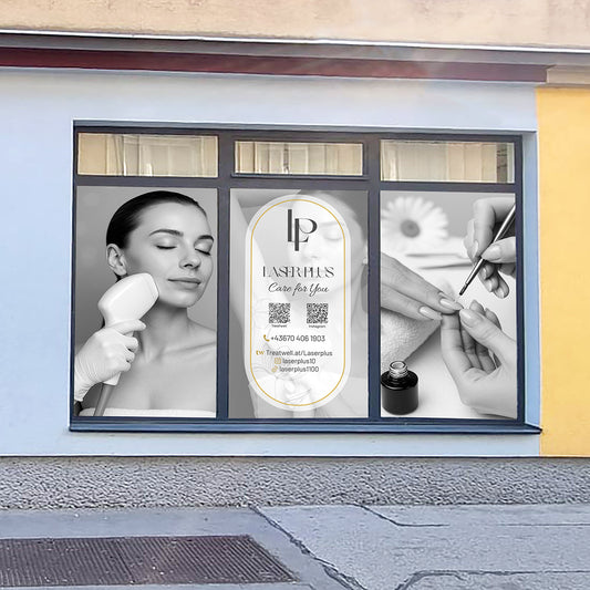 UV-Schutz Fensterfolie für Frisur- und Nagelstudio-Motiven für Schönheitsstudios und Salons