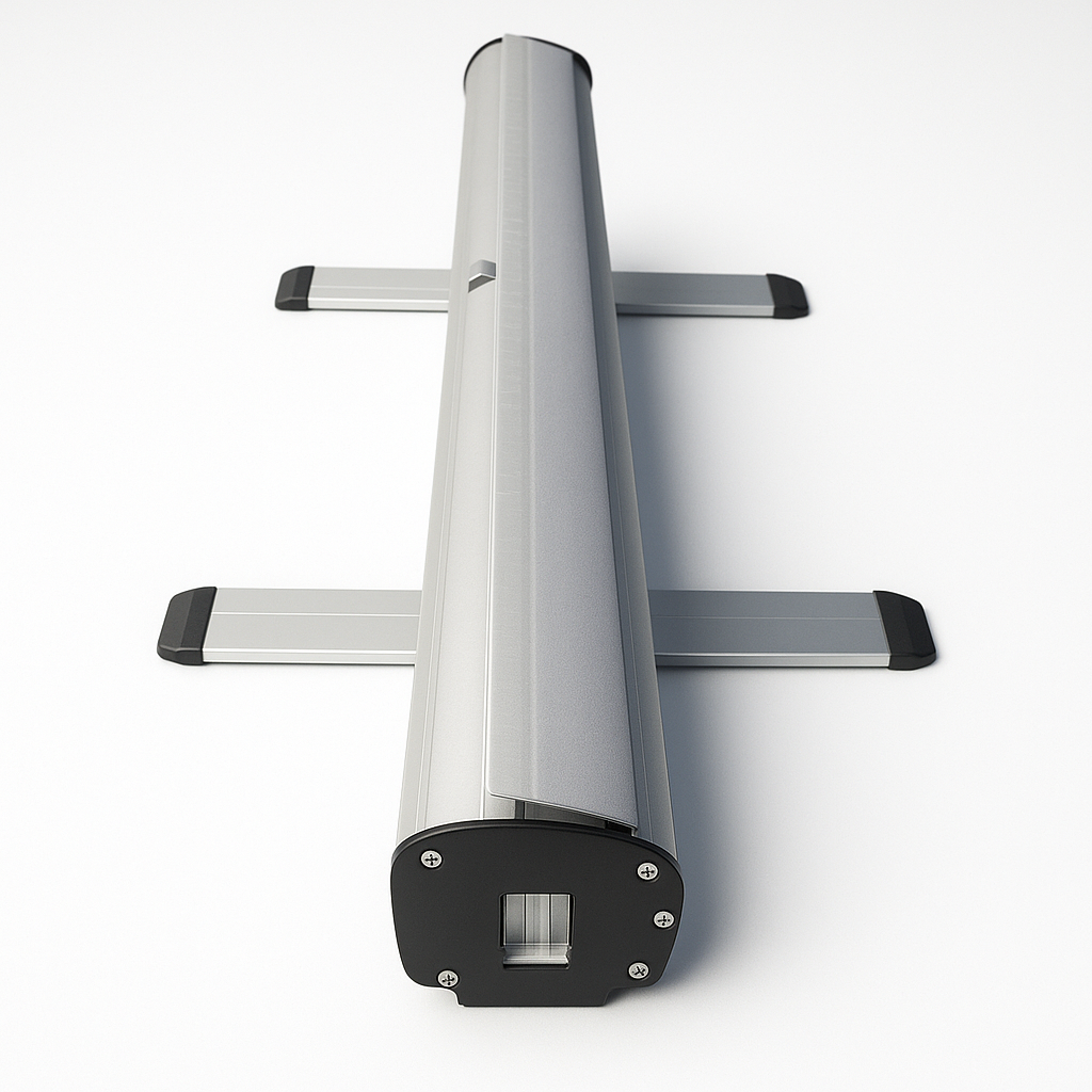 Roll-Up Banner individuell gestalten mit stabilem Aluminiumgehäuse und ausziehbaren Stützfüßen