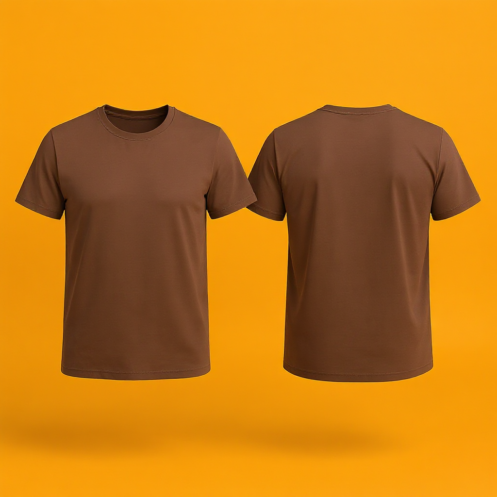 Braunes personalisiertes T-Shirt Damen mit Rundhalsausschnitt und kurzer Ärmelansicht vorne und hinten