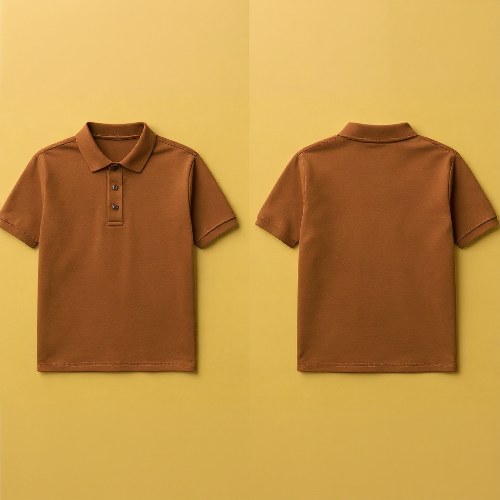 Braunes Poloshirt selbst gestalten in Front- und Rückansicht für individuelle Designs